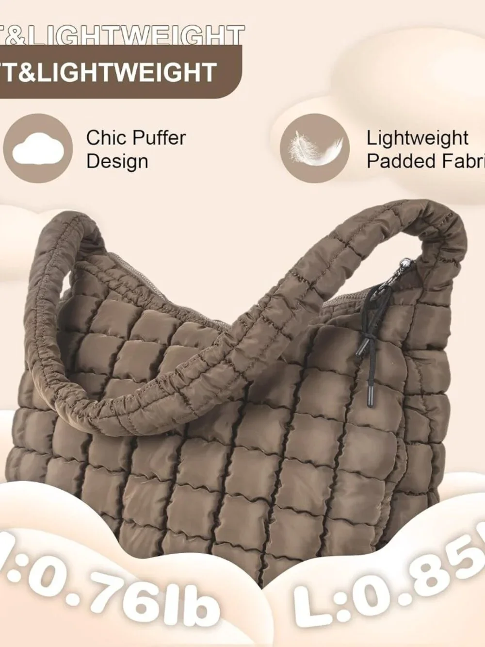 Quilted Puffer Tote Bag Purse Puffy Crossbody Shoulder Bag,Lightweight Nylon Hob_5